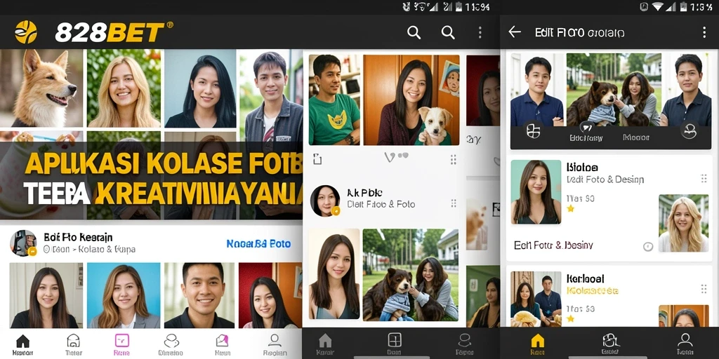 Screenshot antarmuka kolase foto yang menarik dari aplikasi 828BET.