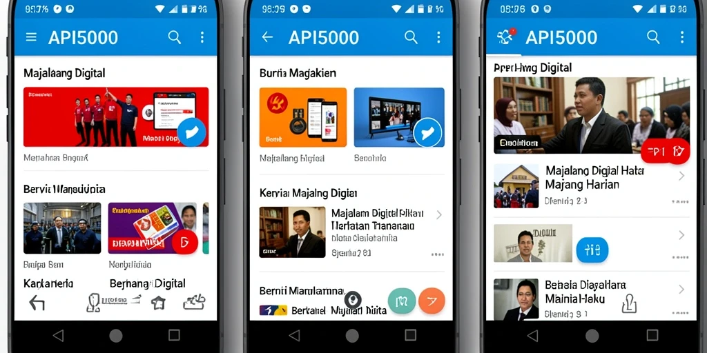 Antarmuka aplikasi API5000 dengan berita terbaru dan menarik.