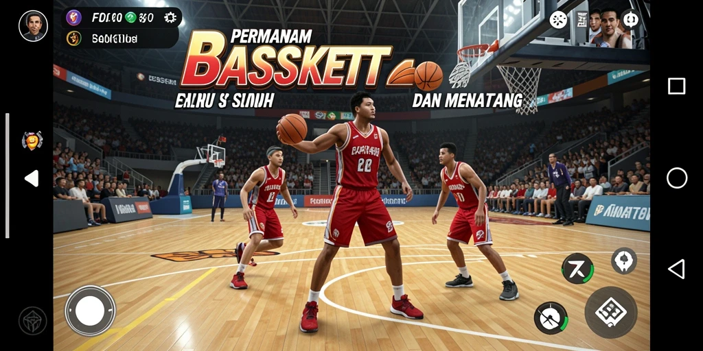 Screenshot game FO8 menampilkan aksi seru di lapangan basket.