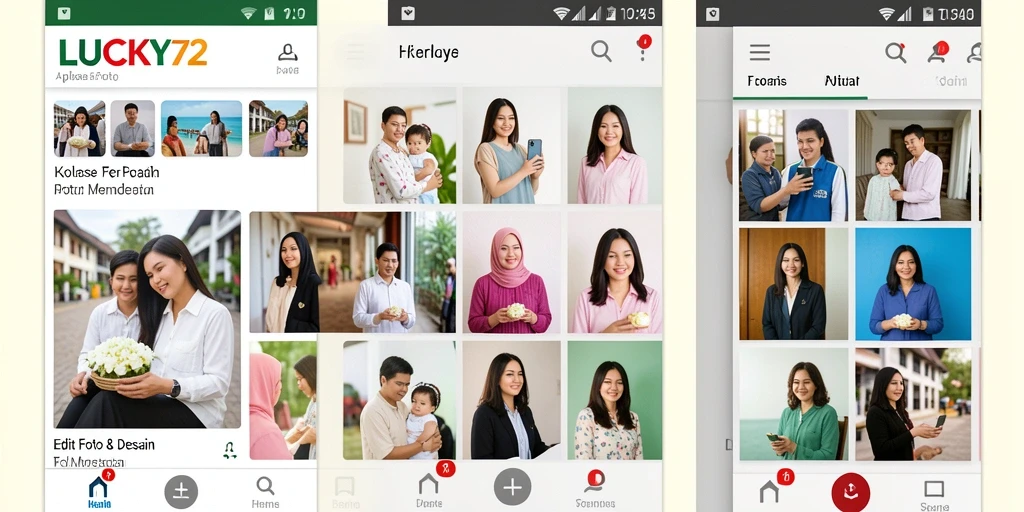 Antarmuka aplikasi LUCKY72 yang menawan dan fungsional untuk kolase foto.