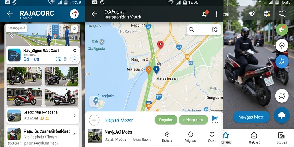 Antarmuka RAJACORC memperlihatkan navigasi motor yang jelas dan informatif.
