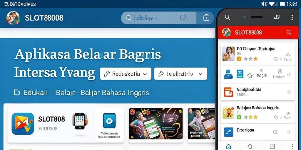 Antarmuka aplikasi SLOT8808 yang interaktif untuk belajar bahasa Inggris.