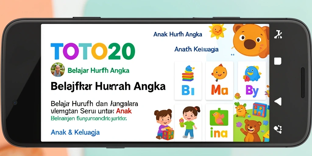 Antarmuka aplikasi TOTO20 yang menarik untuk belajar huruf dan angka.