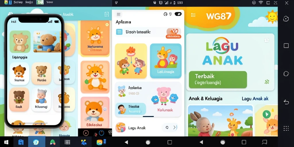 Antarmuka aplikasi WG87 yang menarik dan penuh warna untuk anak-anak.