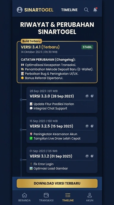 Riwayat Versi Aplikasi sinartogel untuk Pengguna Android